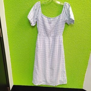Jessica Simpson Blue and White Puff Sleeve Sundress